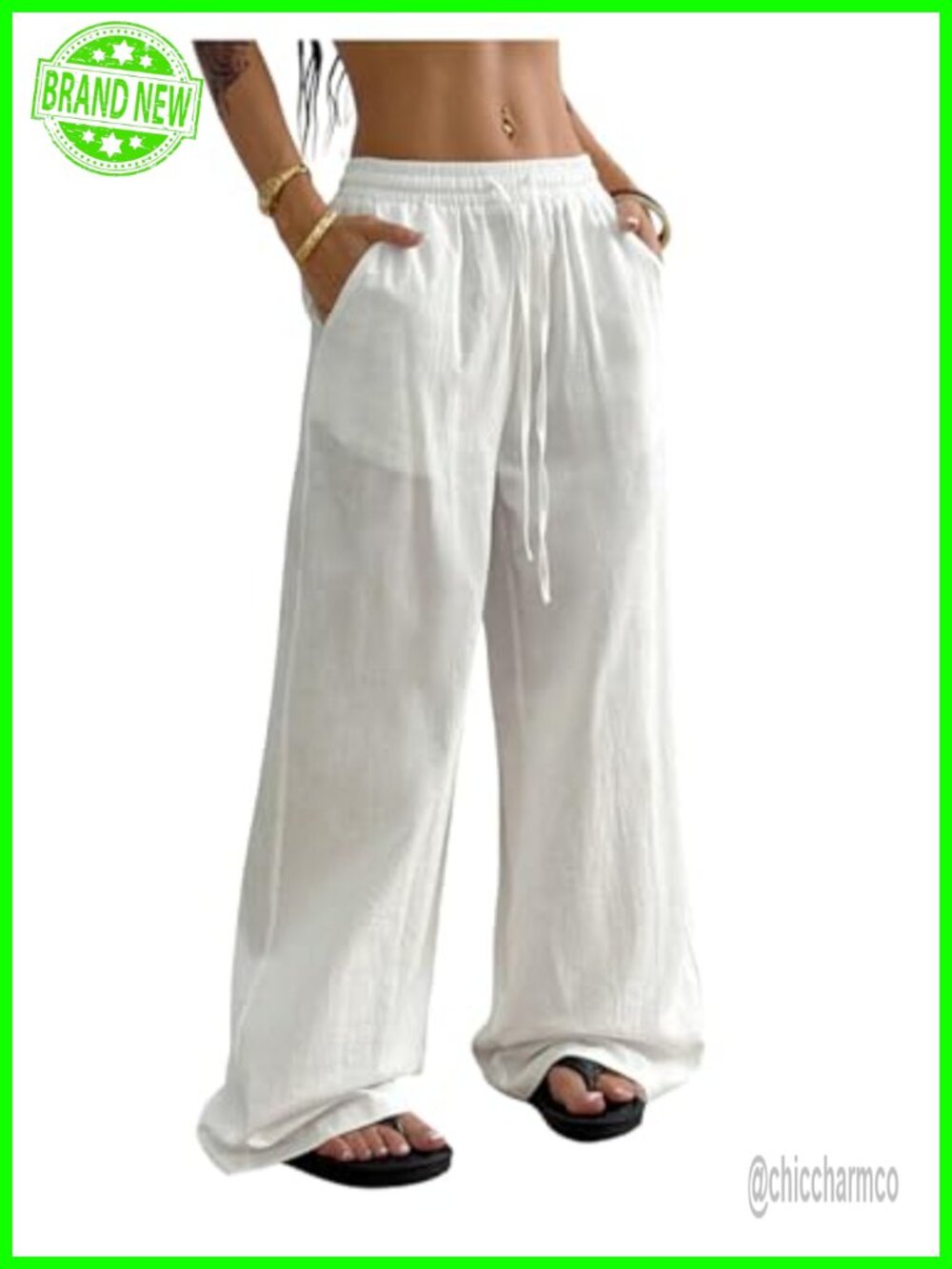 Wide Leg Sweatpants Drawstring Waist Lounge Travel Beach